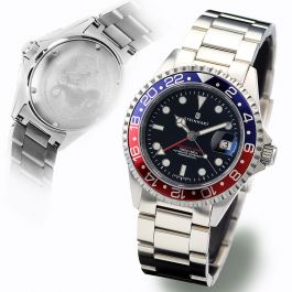 Ocean One GMT BLUE-RED Diver's watch with scratch-resistant
