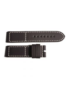 Leather Strap black-white with rubber coating, size L