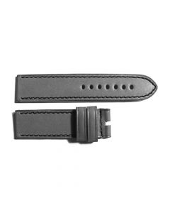 Leather strap grey with black stitching size M