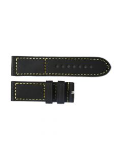 Rubber strap black with yellow stitching size M