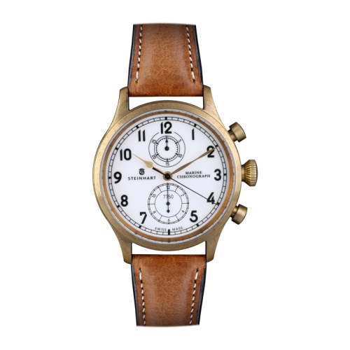 Steinhart Marine Chronograph Bronze Premium mit weißem Zifferblatt und ETA Valjoux 7750