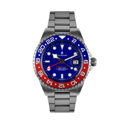 Ocean One GMT BLUE-RED Ceramic blue dial Taucheruhr mit Tauchzeit- und Tiefenmesser | Steinhart Watches 