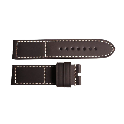Leather Strap black-white with rubber coating, size L
