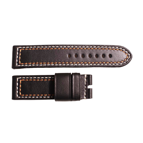Armband Schwarz Größe M mit Kontrastnaht weiß/orange