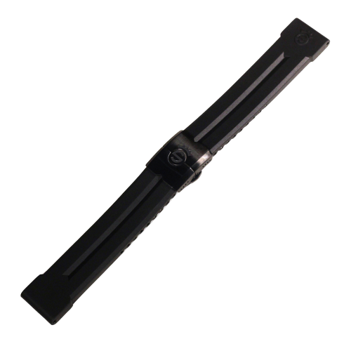 Kautschukband 24 mm Schwarz mit schwarzer Schließe
