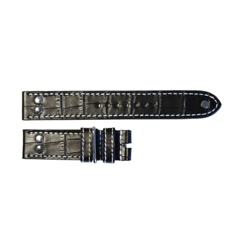 Pilot strap black with croco grain size M