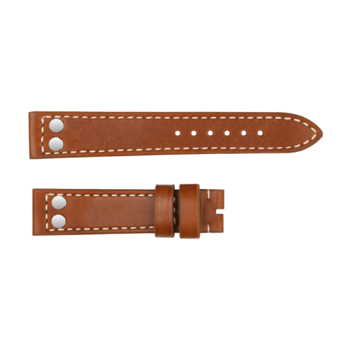 Leather strap brown with rivets size M