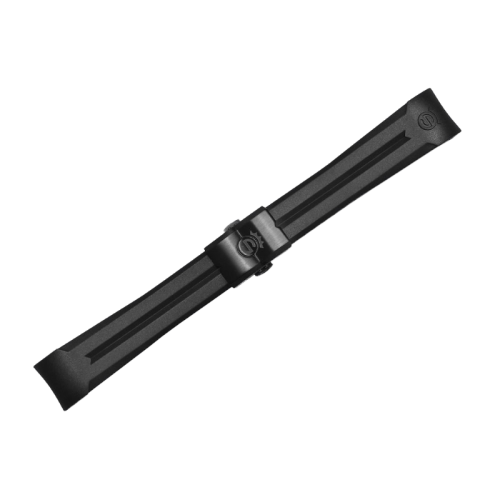 Rubber strap new 20x16 mm for Ocean 39 with clasp black DLC