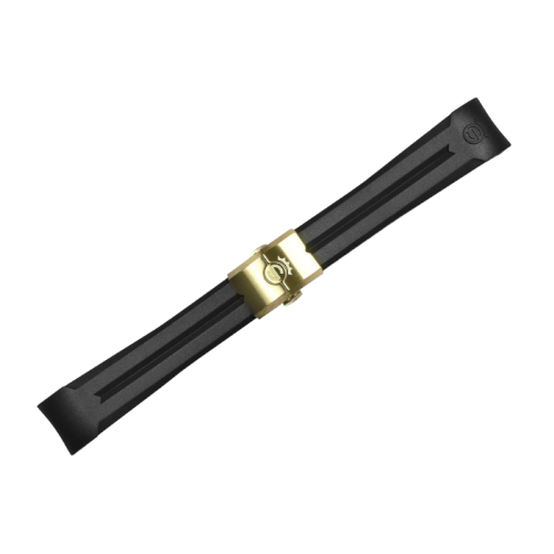 Rubber strap new 20x16 mm for Ocean 39 with clasp gold