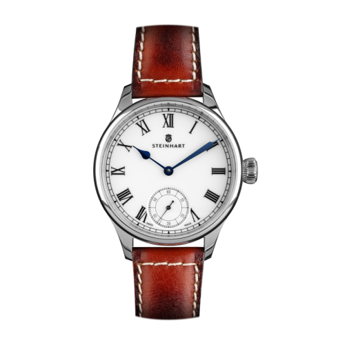 Marine Chronometer 42 white roman Marineuhr in weiß mit Lederarmband | Steinhart Watches 