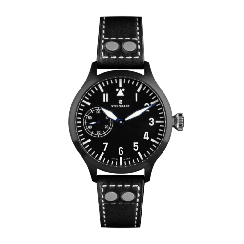 NAV.B-UHR 47 HANDAUFZUG BLACK Fliegeruhr mit Spritzwasserschutz | Steinhart Watches